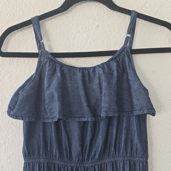 Deja Bleu Maxi Jean Dress Sz S Blue Chambray Sleveles Adjustable Strap  Classic - Picture 2 of 7